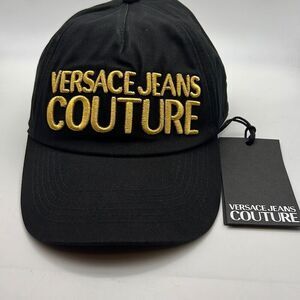 VERSACE JEANS COUTURE Black Cotton Embroidered logo Cap / Hat- NWT